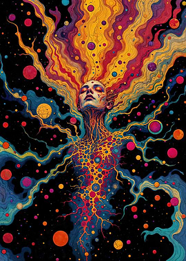 Surreal Psychedelic Woman in Cosmos