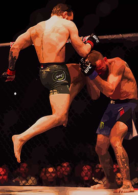 MMA Fighter Kicking Opponent in Ring