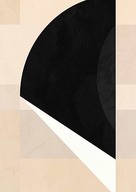 Abstract Geometric Art with Black Circle