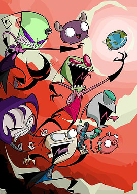 Invader Zim Cartoon Character Group