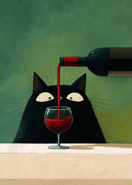 Black Cat and Wine