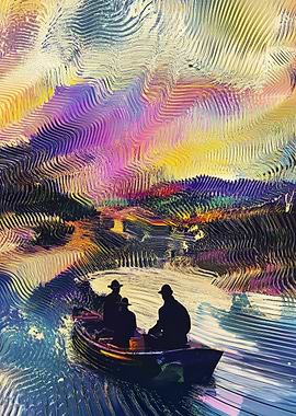 Boat Ride at Sunset Painting