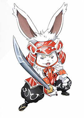 Samurai Rabbit Warrior with Sword