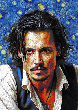 Johnny Depp Starry Night Style Portrait