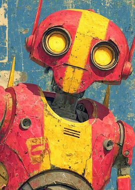 Red and Yellow Robot Portrait
