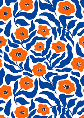 Floral Pattern with Orange Flowers