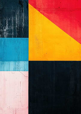 Abstract Geometric Color Block Wall Art