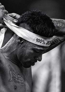 Neymar with Headband: '100% Jesus'