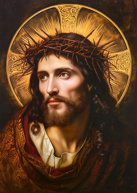 Jesus Christ Portrait with Crown of Thorns