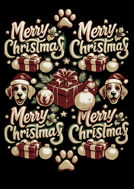 Merry Christmas Dog Holiday Pattern