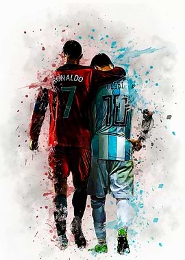 Ronaldo and Messi Watercolor Art