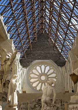 Architectural Interior with Statues and Skylight
