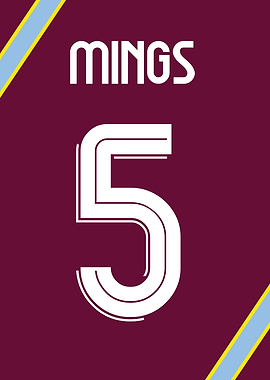 Tyrone Mings Number 5 Aston Villa Football Jersey