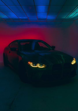 Sleek Car in Neon Lighting