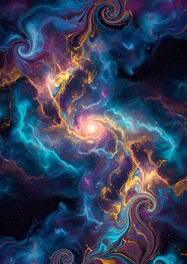 Celestial Vortex Neon Nebula Swirl