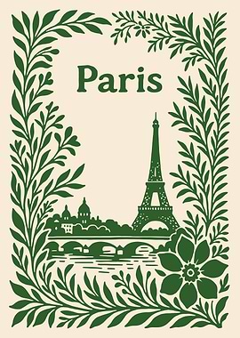 Paris Illustration with Floral Frame