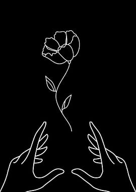 Minimalist Flower and Hands Illustration