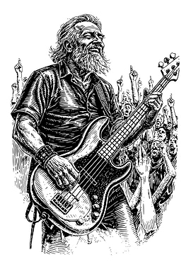 Rock Concert Bassist in Crowd