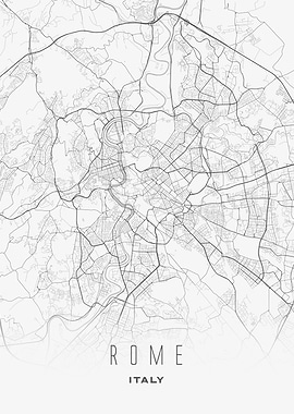 Rome, Italy - City Minimalist Gray Map Poster