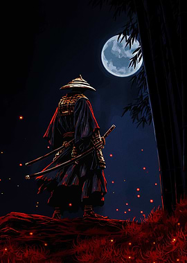 Samurai under moonlight