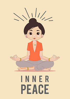 Inner Peace Yoga Cartoon Illustration