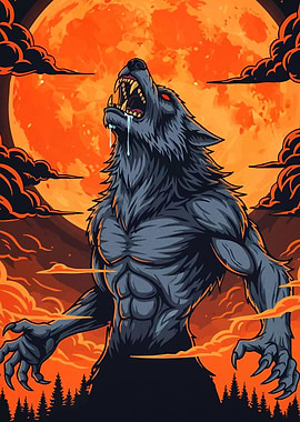 Werewolf Howling Moon