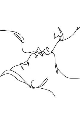 Minimalist Kiss Line Art