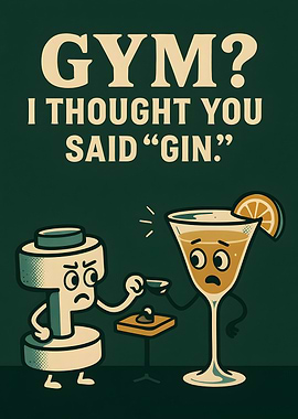 Gym or Gin Funny Cartoon