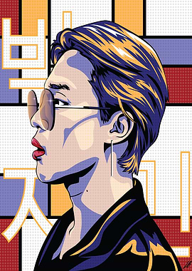 Stylish Portrait with Geometric Background