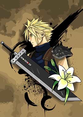 Cloud Strife with Buster Sword and Lily
