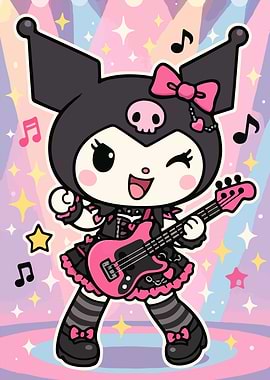 Kuromi Rock Star Cartoon Illustration