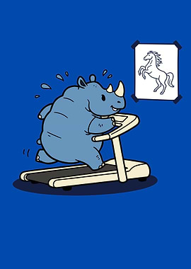 Rhino on Treadmill Cartoon