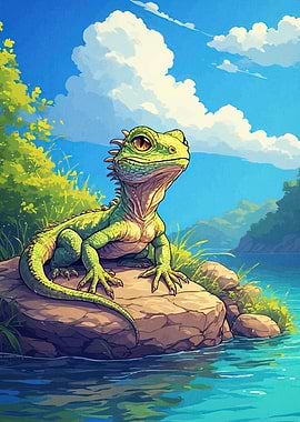 Green Lizard Rock Water