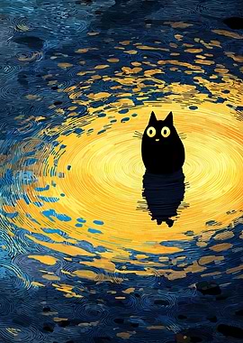Black Cat in Yellow Light