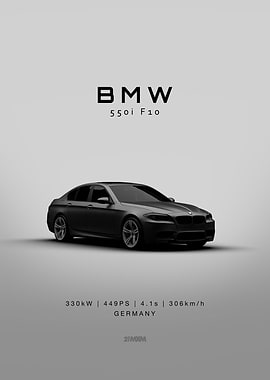 BMW 550i F10 Car Poster