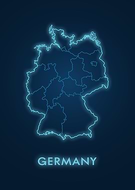 Germany Map Neon Outline
