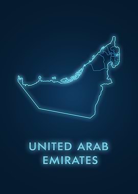 United Arab Emirates Neon Map