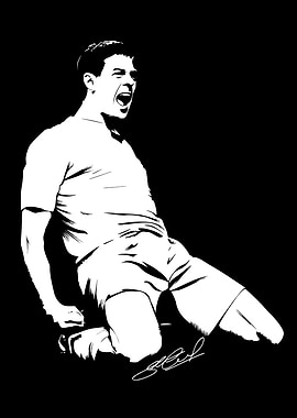 King Gerrard Soccer Player Black and White