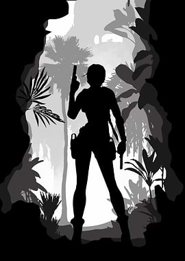 Tomb Raider Lara Croft Silhouette in Jungle