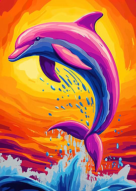 Vibrant Dolphin Leaping Ocean