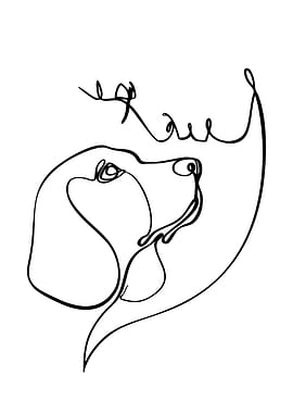 Dog Line Art with Name