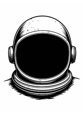 Monochrome Astronaut Helmet Illustration