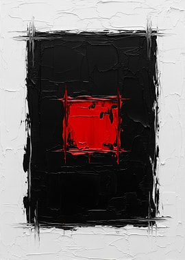 Abstract Black, Red, and White Painting