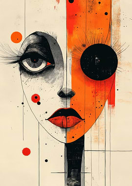 Abstract Portrait with Orange and Black