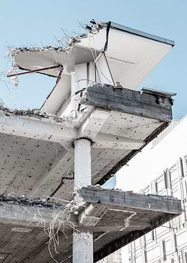 Demolished Concrete Building Structure