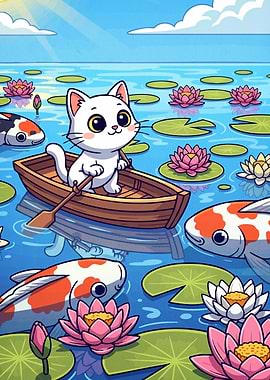 Cat Boat Koi