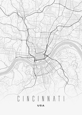 Cincinnati, USA - Elegant and Minimalist City Map Art