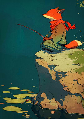 Fox Fisherman on Cliff
