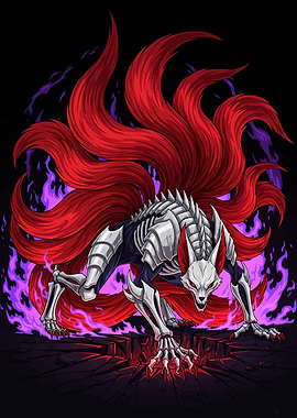 Nine-Tailed Fox Skeleton Digital Art