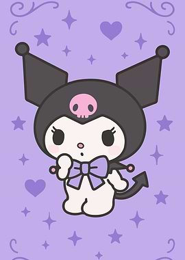 Kuromi Cartoon Character on Purple Background
